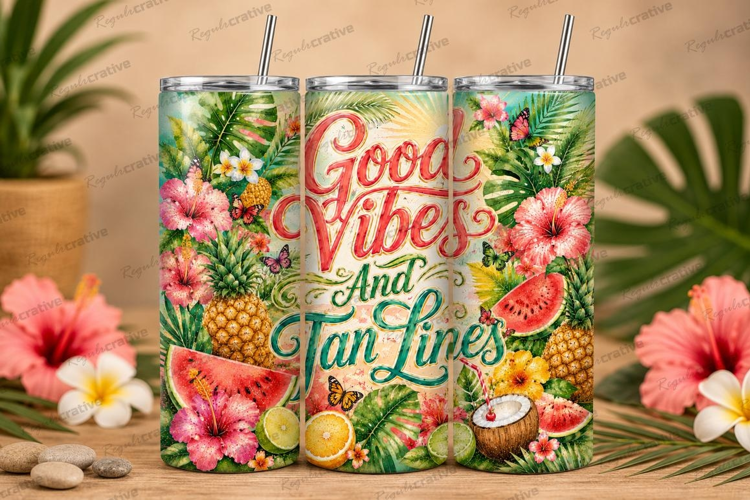 Good Vibes and Tan Lines Tumbler PNG good vibes and tan line