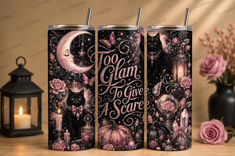 Too Glam to Give a Scare Tumbler PNG too glam to give a scar