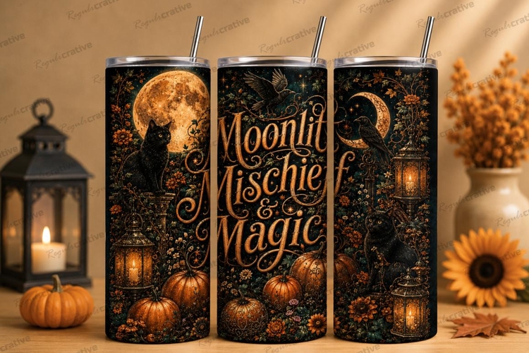 Moonlit Mischief and Magic Tumbler PNG moonlit mischief and
