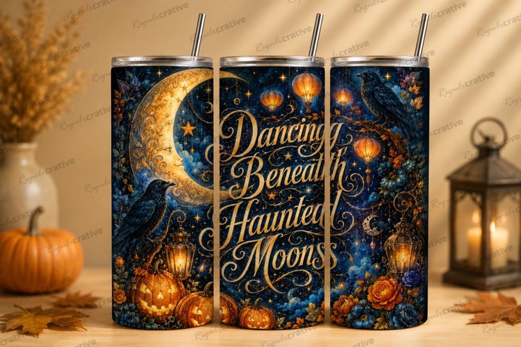 Dancing Beneath Haunted Moons Tumbler PNG dancing beneath