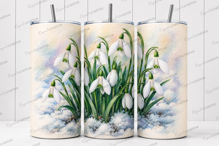 Snowdrop Floral Tumbler Wrap PNG Snowdrop Flower Skinny