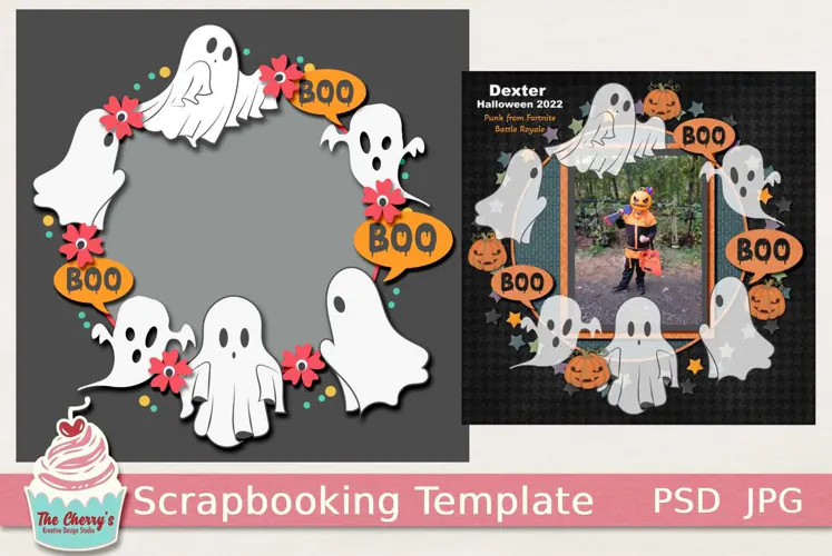 Boo-Ti-Ful Ghost Digital Scrapbooking Template for Halloween