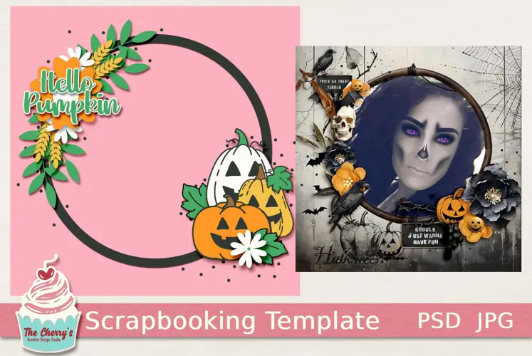 Hello Pumpkin Halloween or Fall Digital Template for Photos