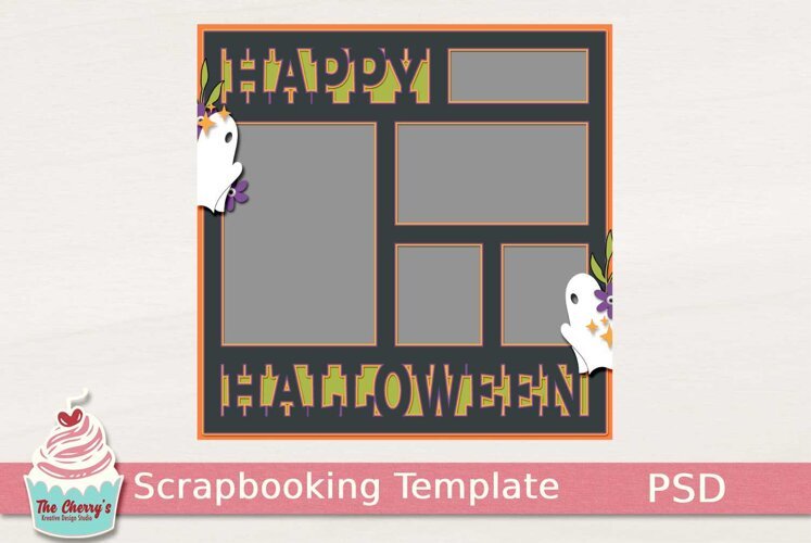 Happy Halloween Multiple Photo Scrapbooking Layout example image 1