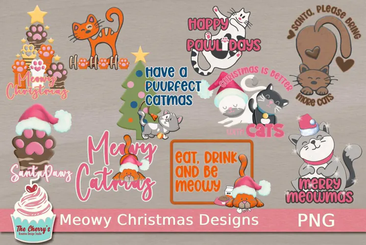 Meowy Christmas Designs for Crafting