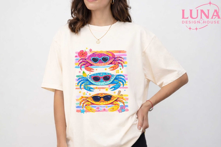 Summer Beach Crabs with Sunglasses PNG, Tropical Crab Clipar
