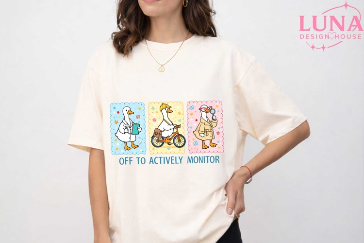 Cute Duck Nurse PNG, Off To Actively Monitor Clipart, Nursin