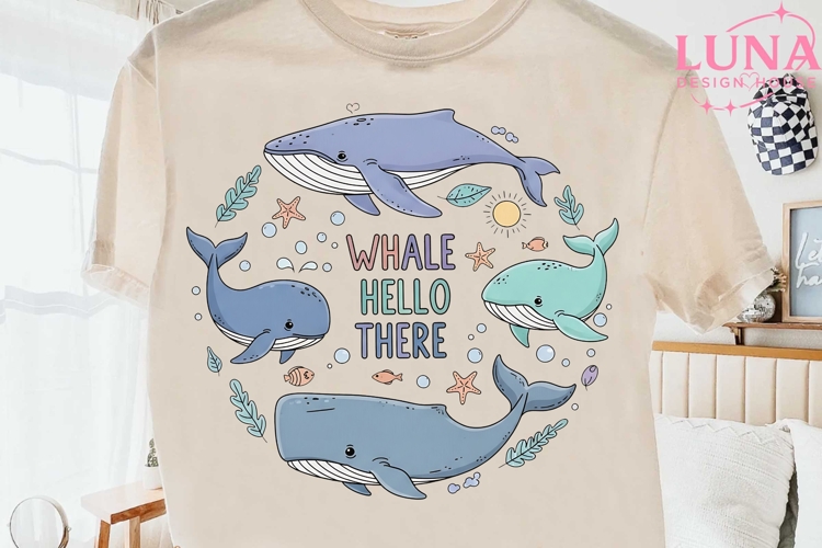 Whale Hello There PNG, Cute Ocean Whales Clipart, Sea Life P