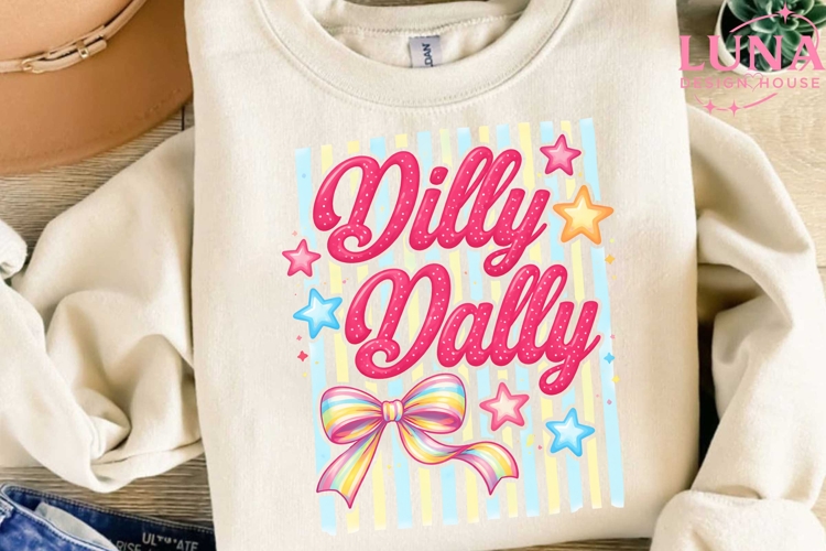 Dilly Dally Retro Stars Bow PNG, Coquette Sublimation Design