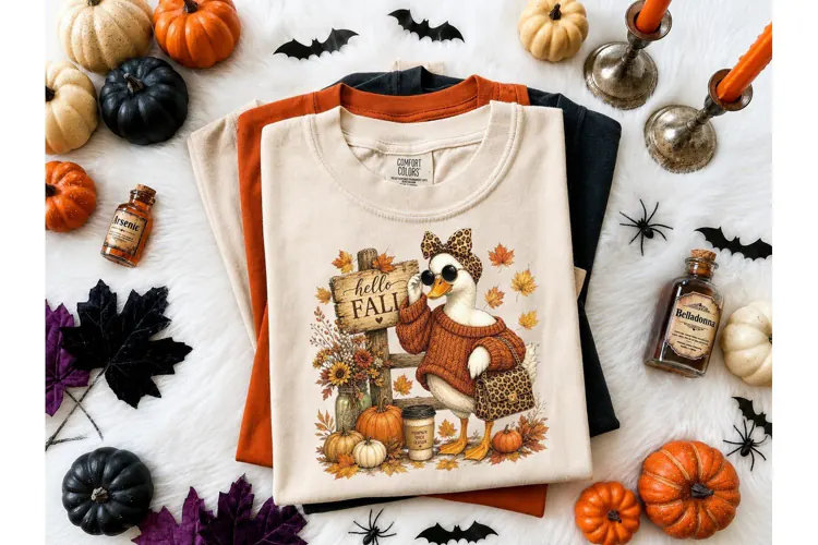 Hello Fall Duck PNG Sublimation Tee