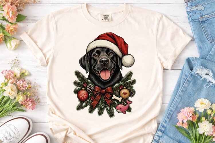 Christmas Black Lab PNG Shirt Design example image 1