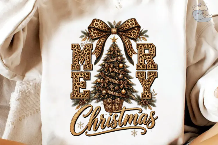 Merry Christmas Leopard PNG Sublimation