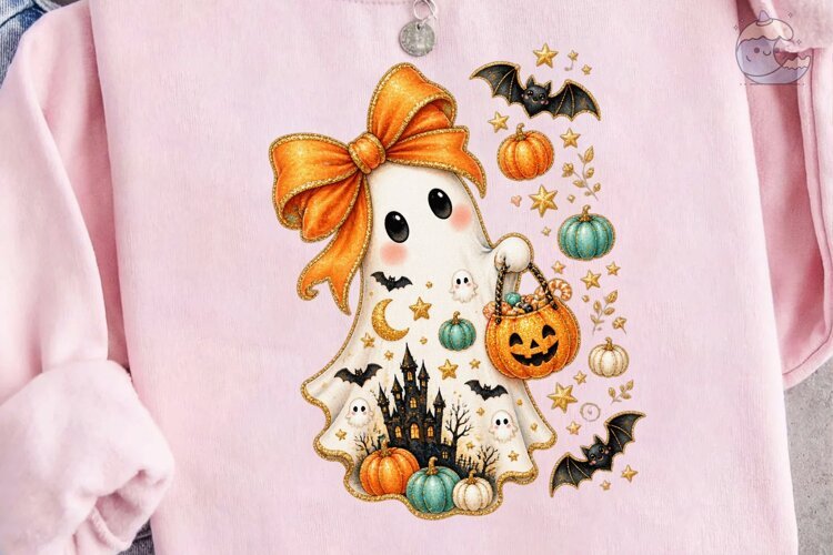 Halloween Ghost Pumpkin PNG Sublimation example image 1