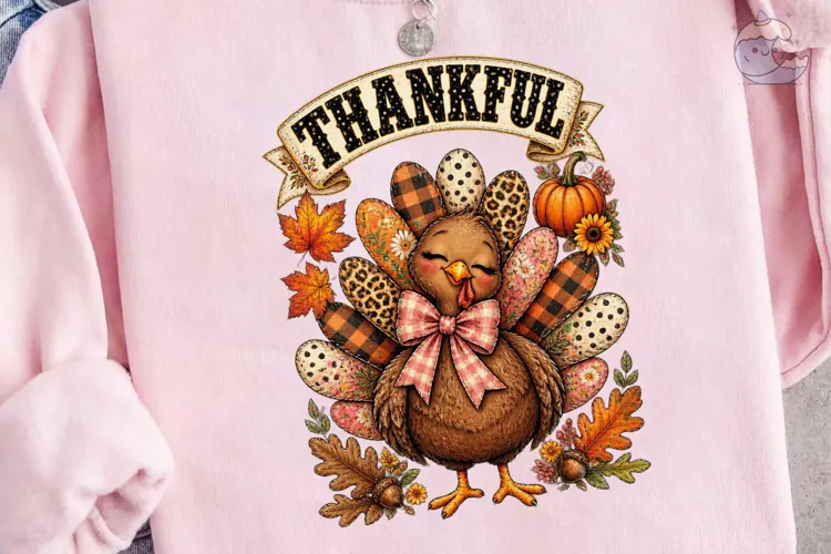Thankful Turkey Fall PNG Sublimation Des