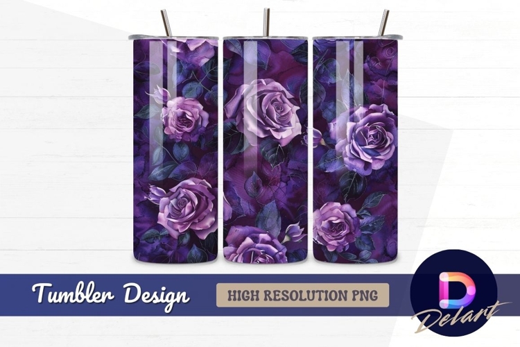 Seamless pattern with purple roses Tumbler PNG Design