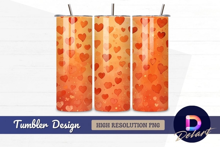 Watercolor heart pattern sweet love Tumbler PNG Design