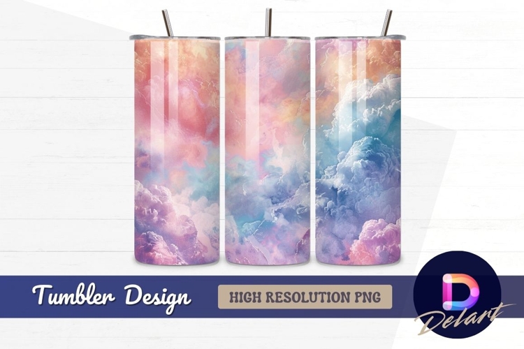 Pastel clouds dreamy background for Tumbler PNG Design