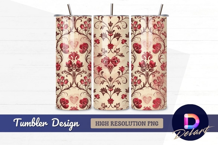 Romantic floral damask Tumbler PNG Design