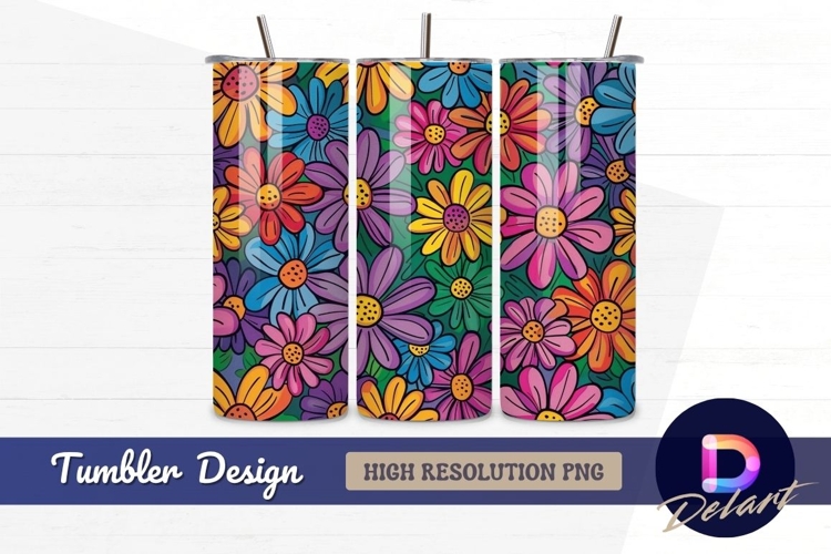 Colorful floral pattern Tumbler PNG Design