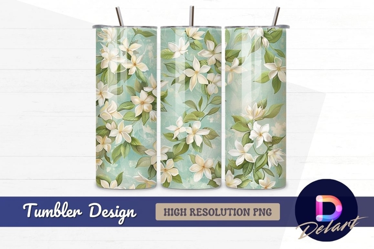 Floral pattern with flowers and leaves Tumbler PNG Design