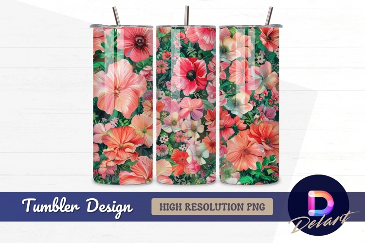 Floral arrangement pink orange green Tumbler PNG Design