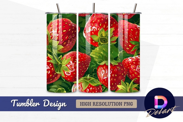 Strawberry pattern for summer Tumbler PNG Design