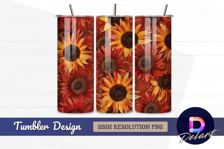 Autumn sunflowers pattern background Tumbler PNG Design