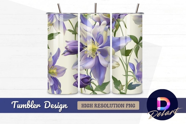 Floral pattern with columbine flowers Tumbler PNG Design