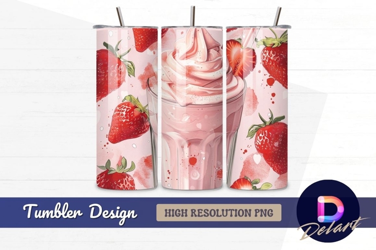Strawberry milkshake with fresh Tumbler PNG Design
