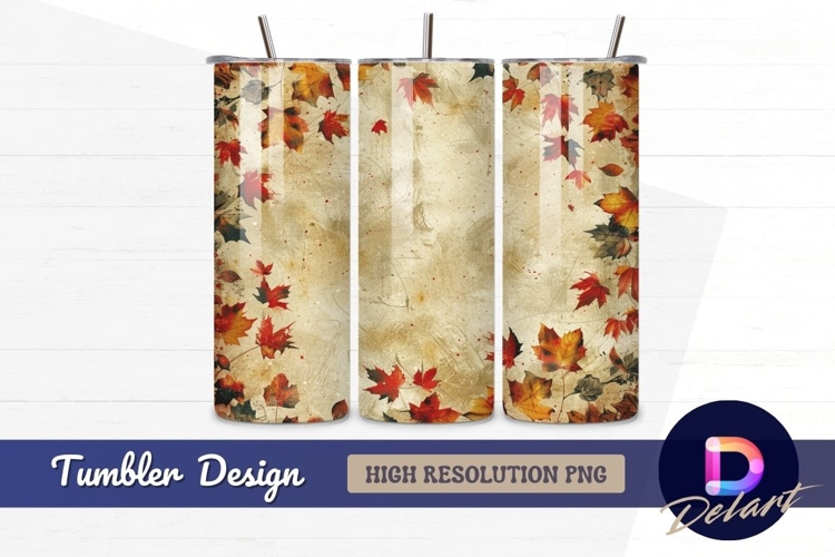 Autumn leaves vintage background texture Tumbler PNG Design