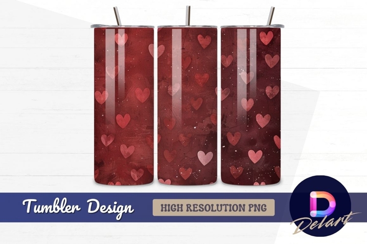 Red heart pattern grunge valentines Tumbler PNG Design