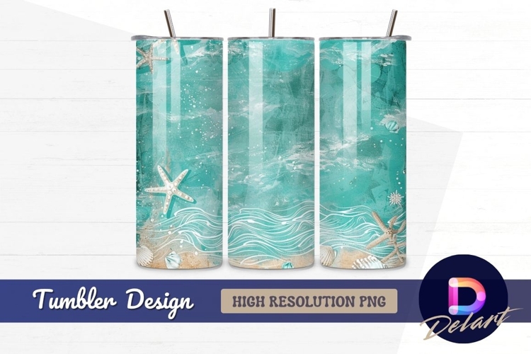 Abstract ocean beach Tumbler PNG Design
