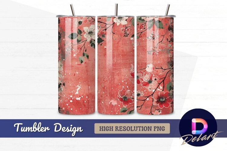 Floral watercolor design for Tumbler PNG Design example image 1