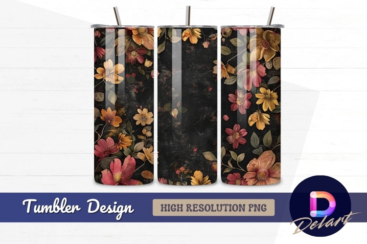 Dark floral background for Tumbler PNG Design