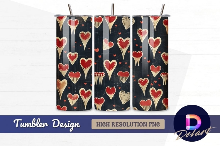 Hand drawn hearts seamless pattern Tumbler PNG Design