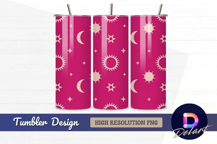 Celestial pattern with sun moon Tumbler PNG Design
