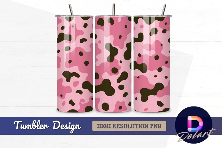 Pink and brown camouflage pattern tumbler wrap