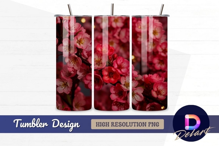 Vibrant pink crabapple blossoms Tumbler PNG Design