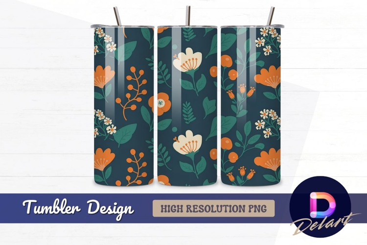 Floral pattern seamless botanical Tumbler Wrap PNG Design