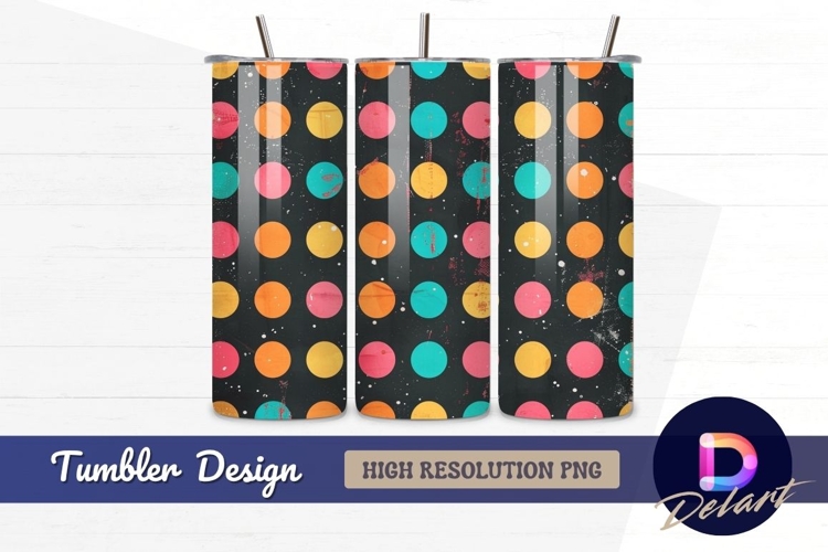 Colorful grunge polka dots pattern Tumbler PNG Design