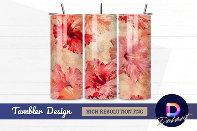 Floral hibiscus pattern Tumbler PNG Design