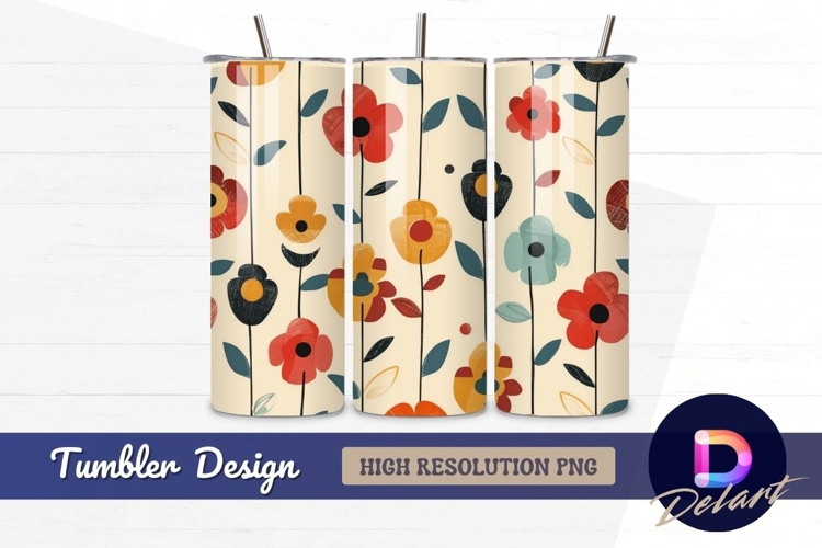Retro floral pattern Tumbler PNG Design