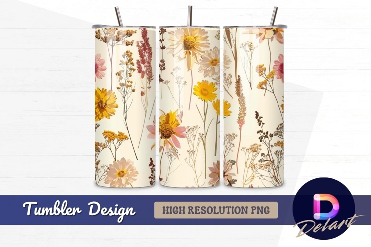 Pastel floral seamless pattern Tumbler PNG Design