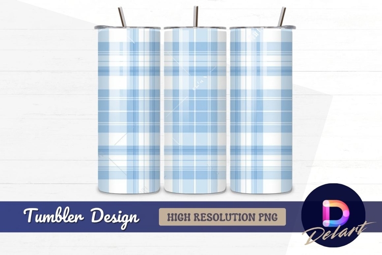 Light blue and white plaid pattern Tumbler PNG Design