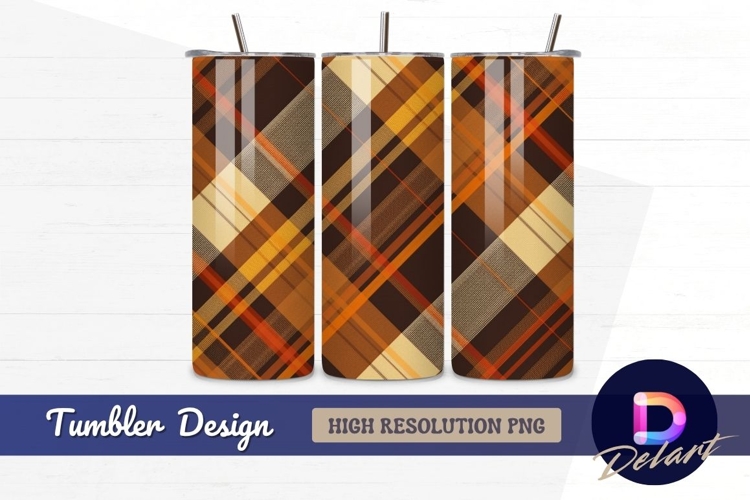 Brown and orange plaid Tumbler PNG Design