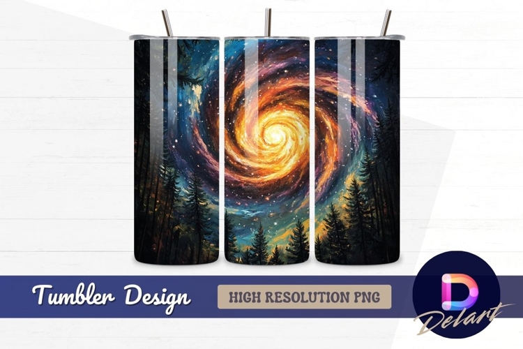 Cosmic swirl above forest Tumbler PNG Design