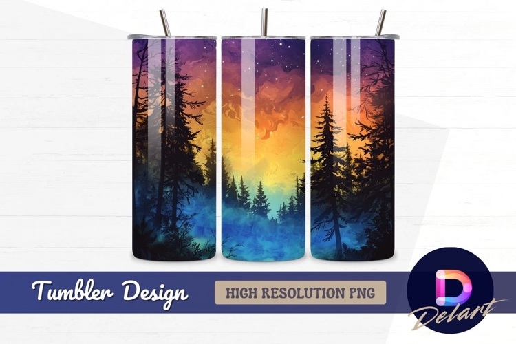 Mystic forest tumbler wrap design night Tumbler PNG Design