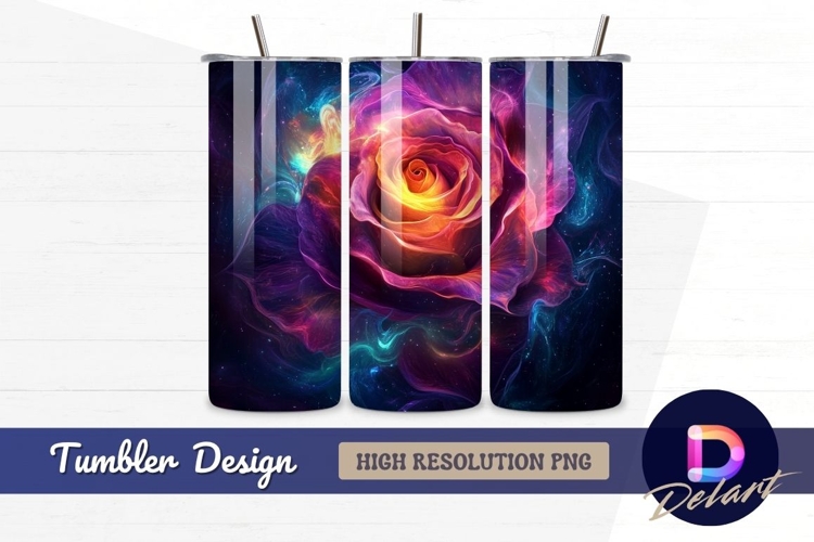 Cosmic rose floral nebula galaxy art Tumbler PNG Design