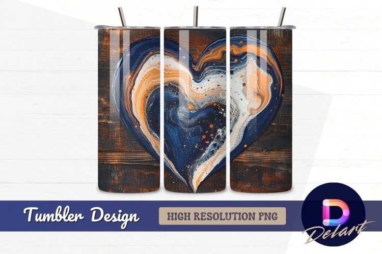 Abstract heart artwork on wood Tumbler PNG Design