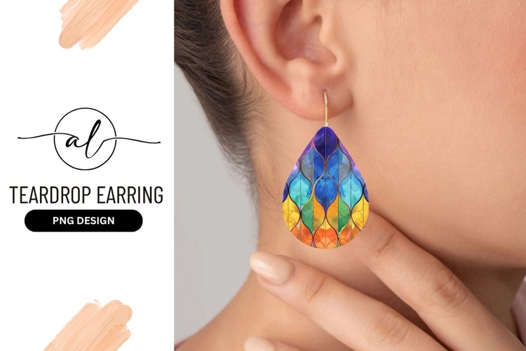 Colorful Abstract Leaf Pattern with Gold Outlines